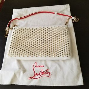 Christian Louboutin white bag with gold accents